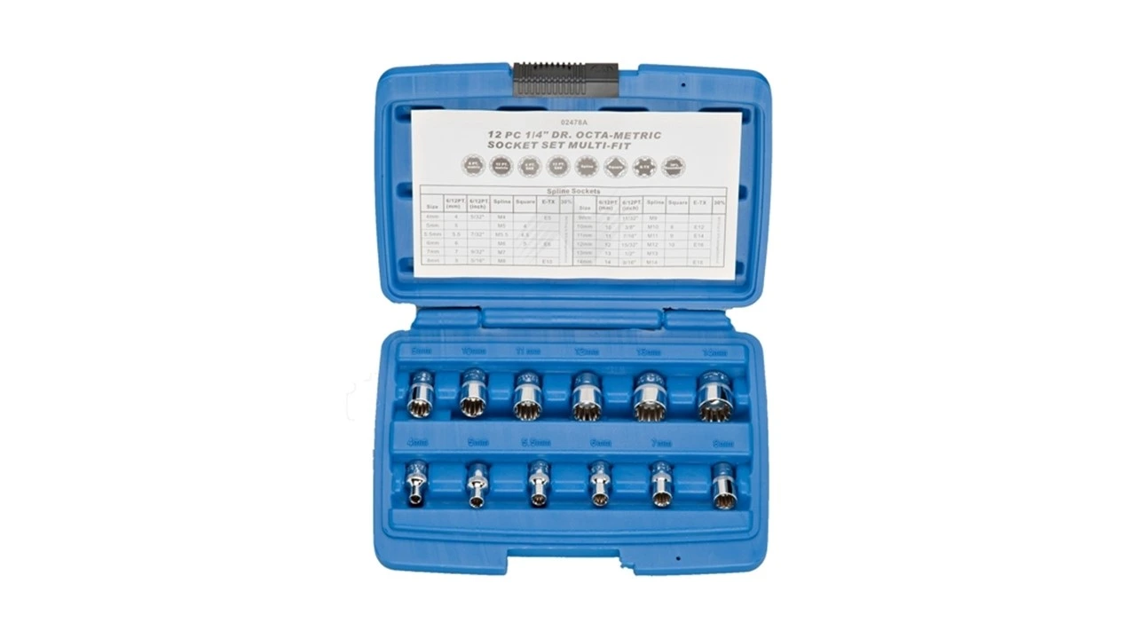 1/4"Dr. 12pcs Spline Socket (KWS012-B)