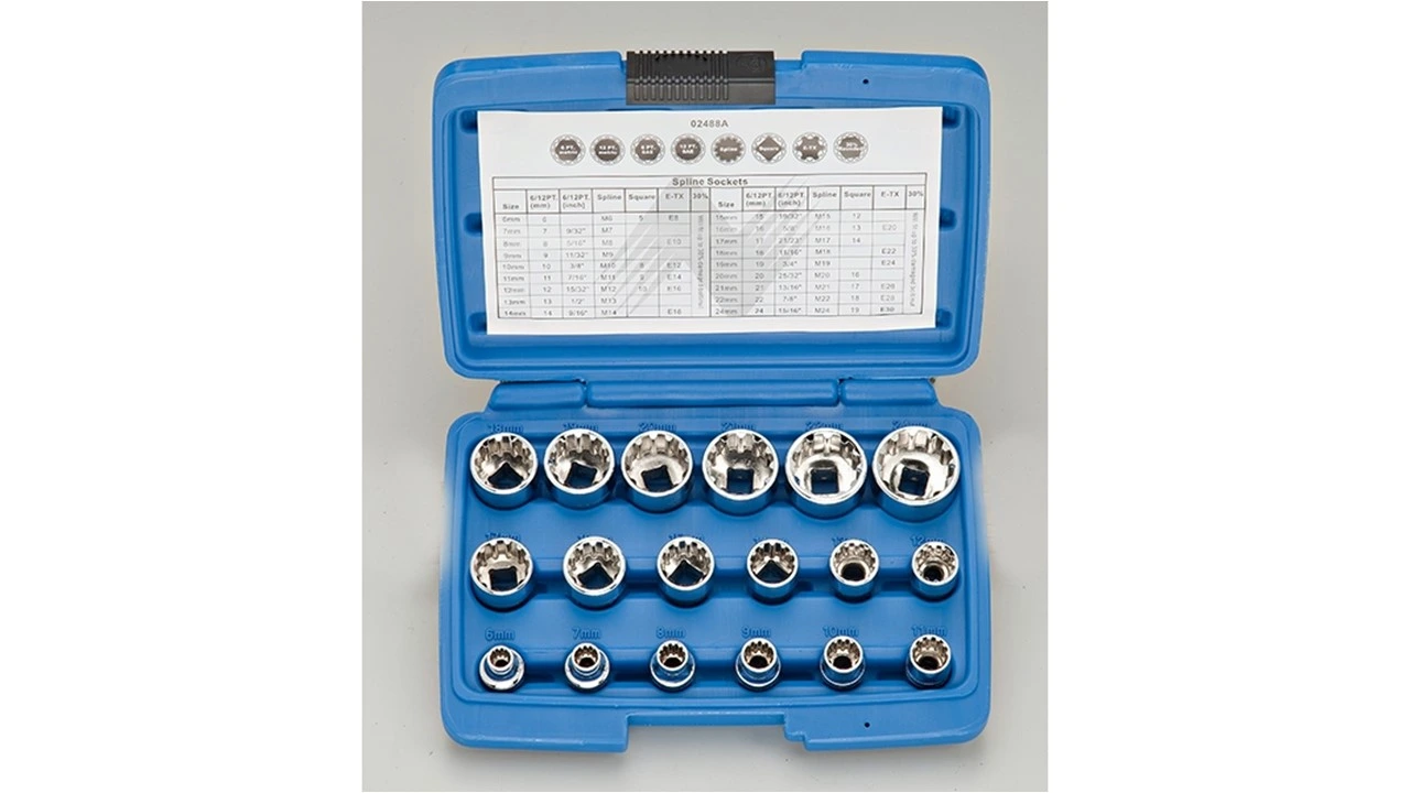 3/8"Dr. 18pcs Spline Socket (KWS018-B)